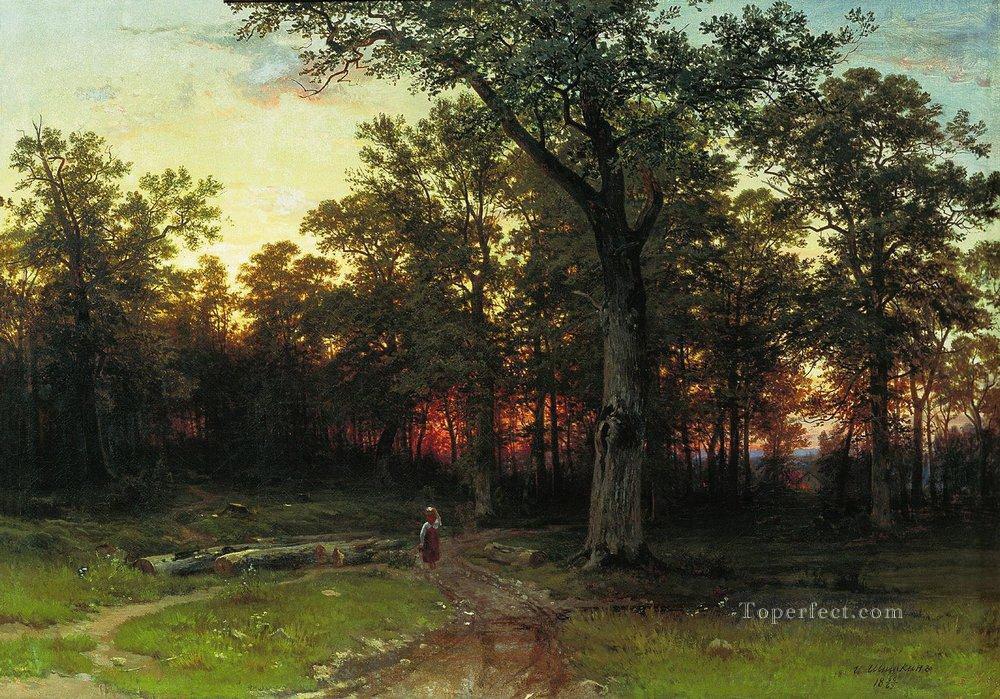 wood in the evening 1869 classical landscape Ivan Ivanovich Oil Paintings